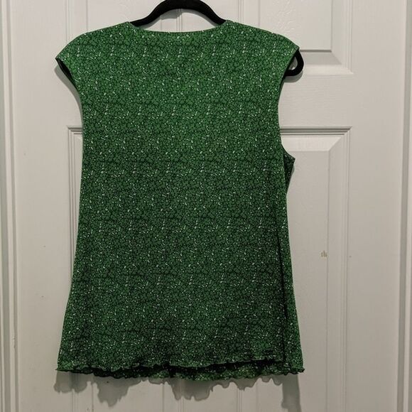 Liz Claiborne green floral print top  Sz L NWOT - Picture 6 of 6